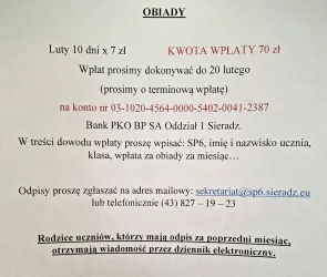 Informacje o obiadach