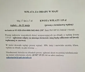 Wpłaty za obiady