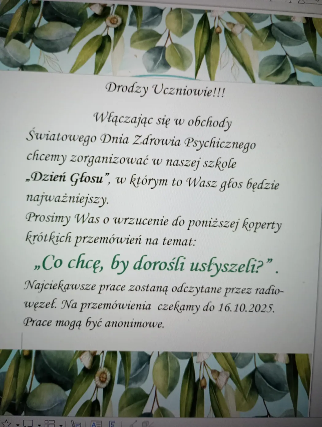 Szkolny Dzień Głosu 